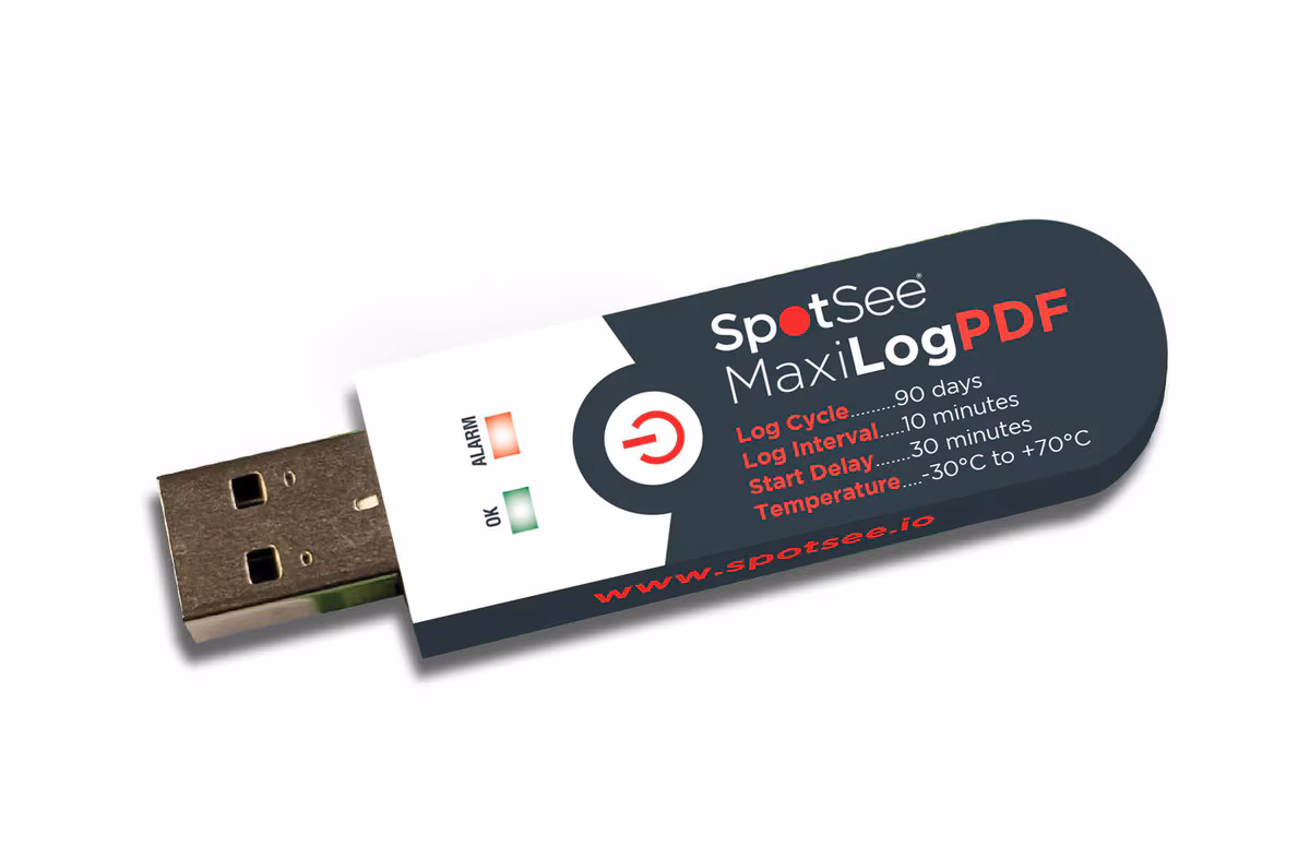 SpotSee MaxiLog PDF – engangs temperaturlogger med USB